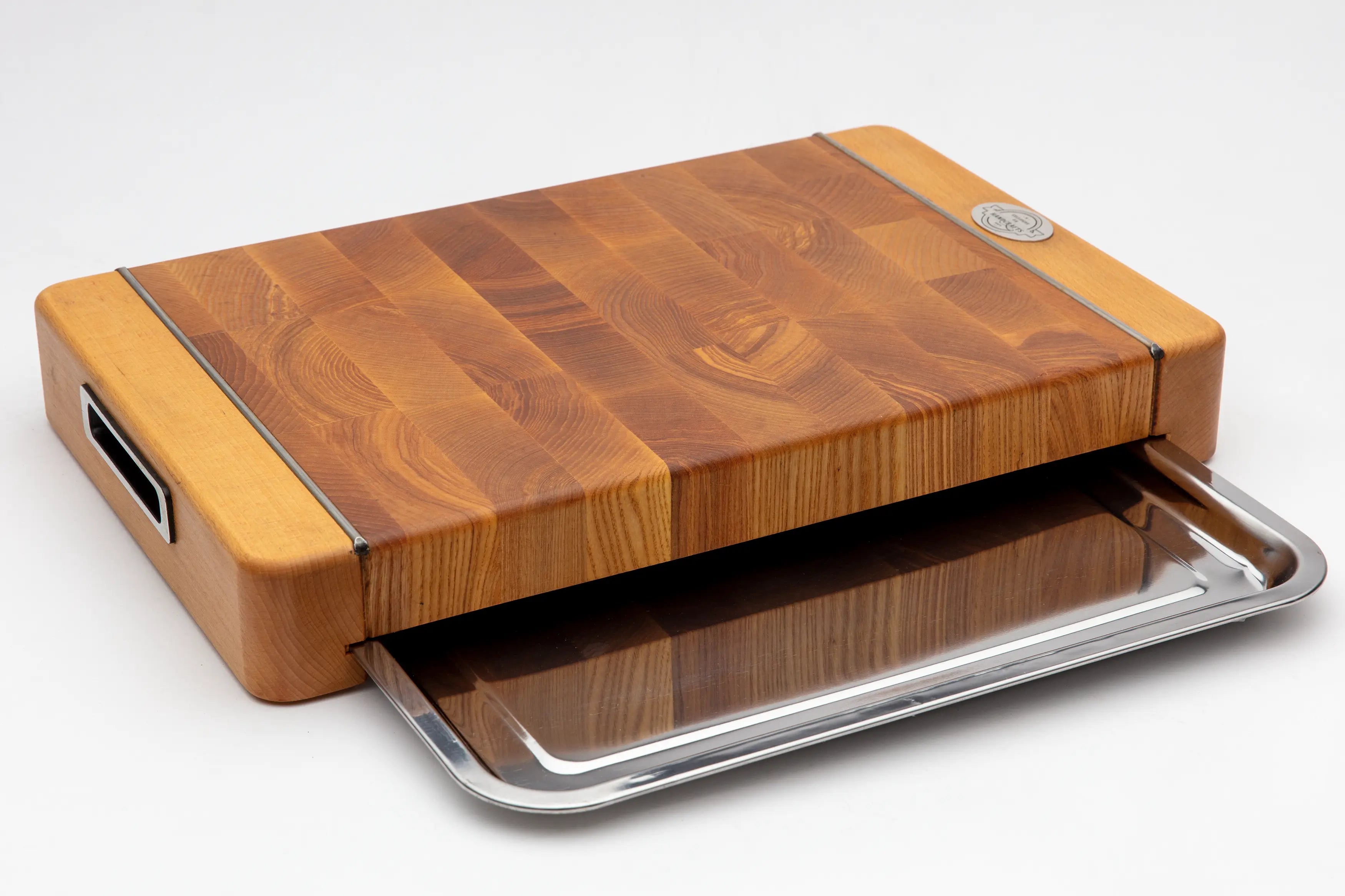 Premium Stirnholz Schneidebrett 21 mit Tablett