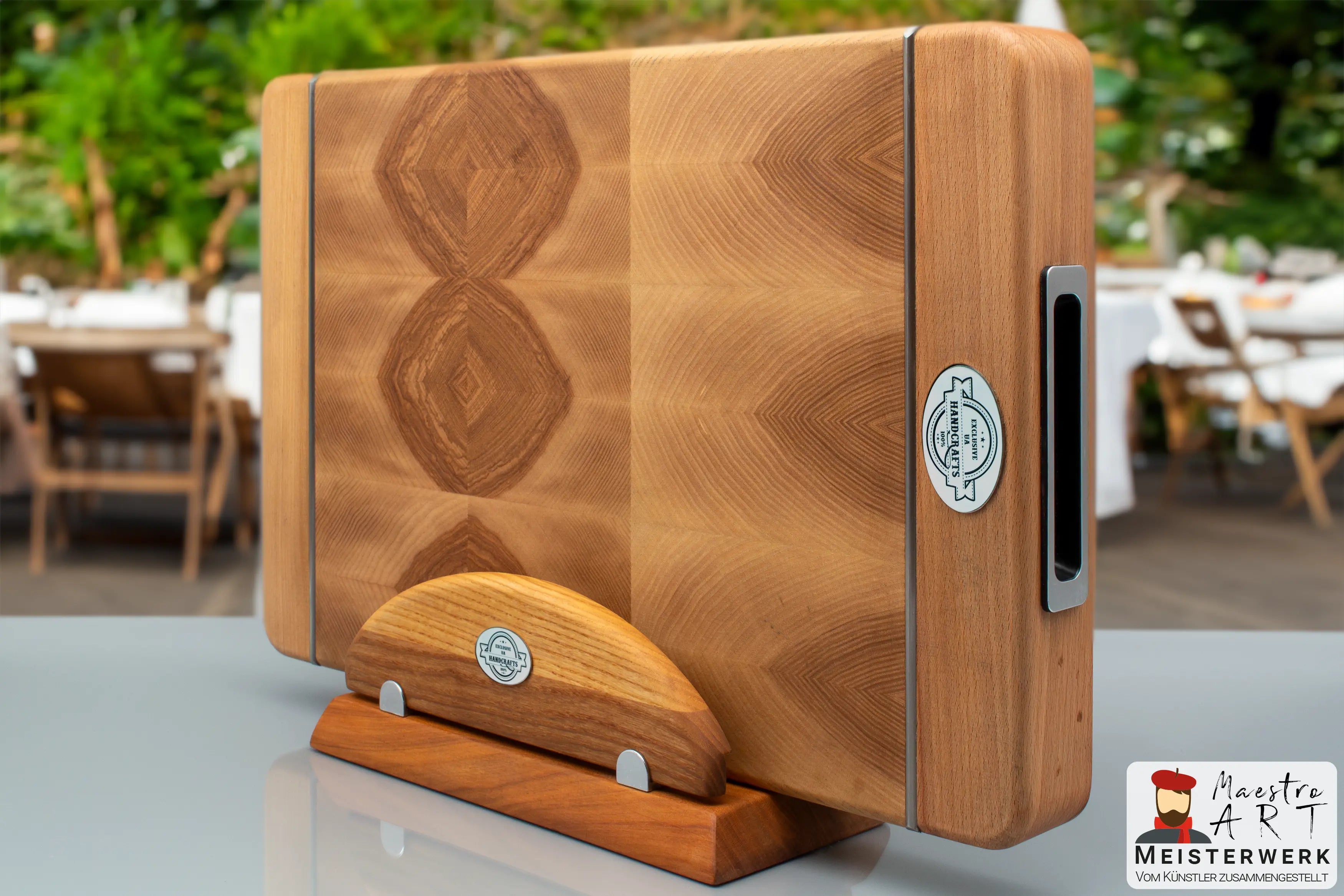 Premium Stirnholz Schneidebrett "Paris Maestro"