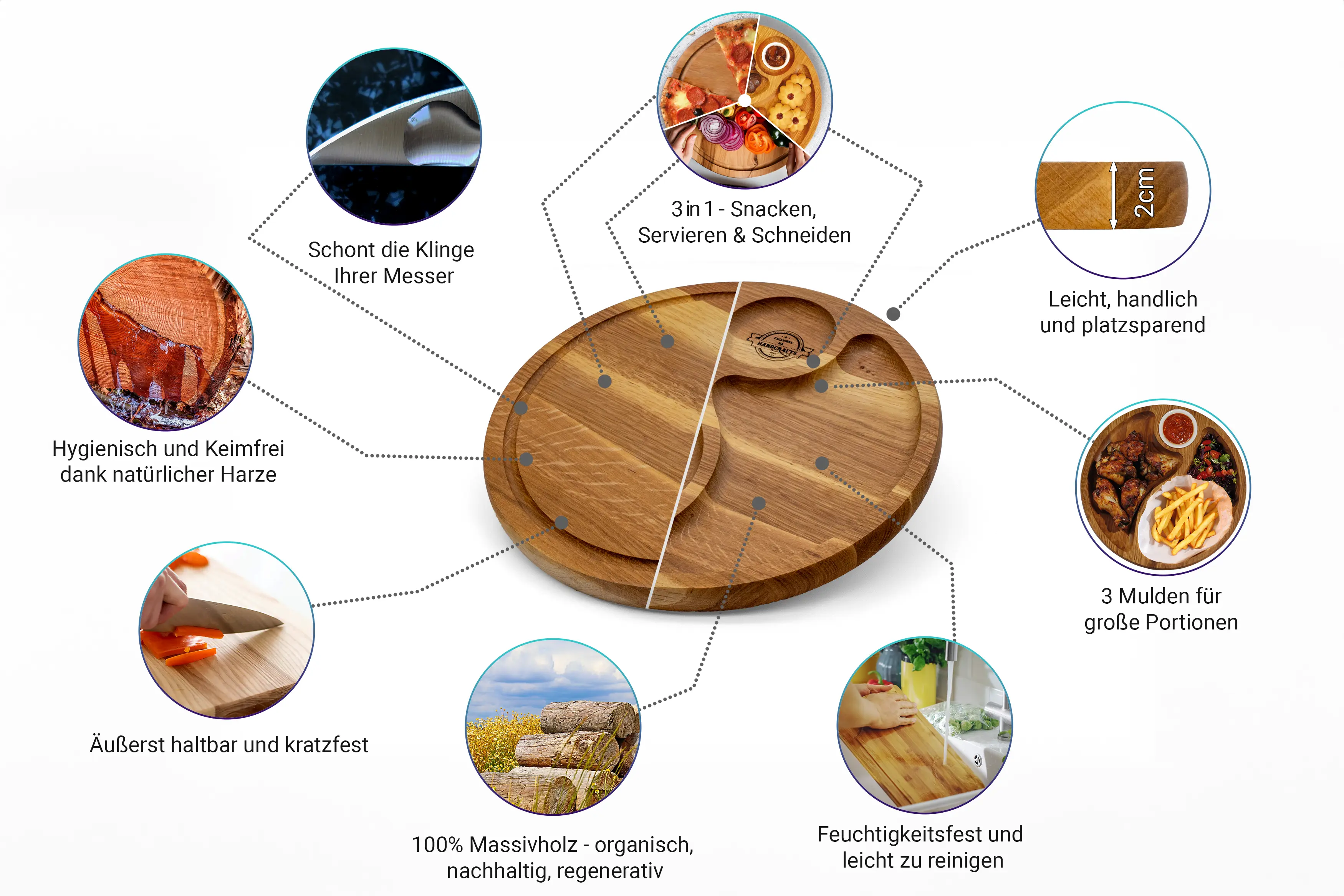 Snackteller, Servierbrett, Schneidebrett "Yin-Yang"