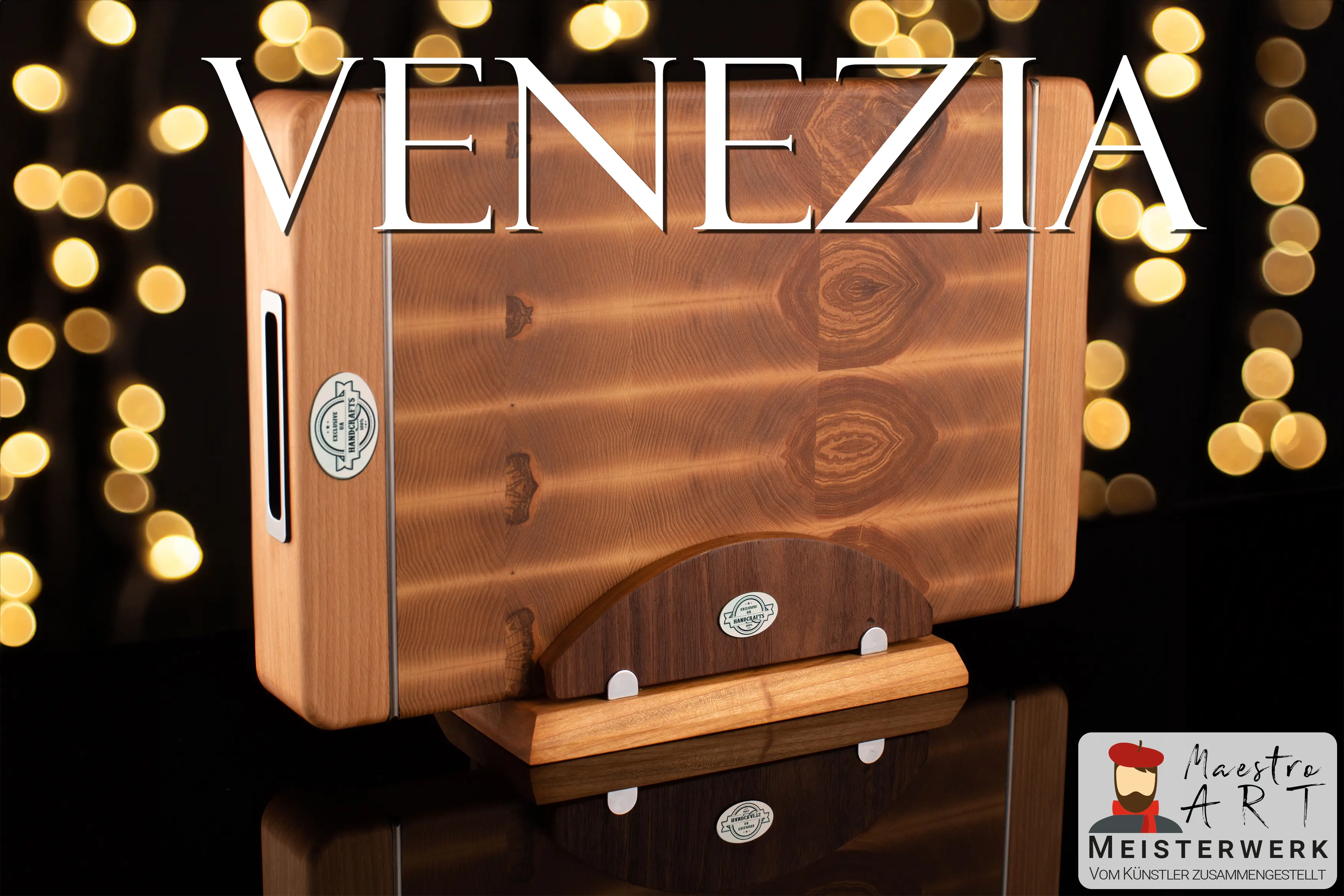 Premium Stirnholz Schneidebrett mit Tablett "Venezia Maestro"