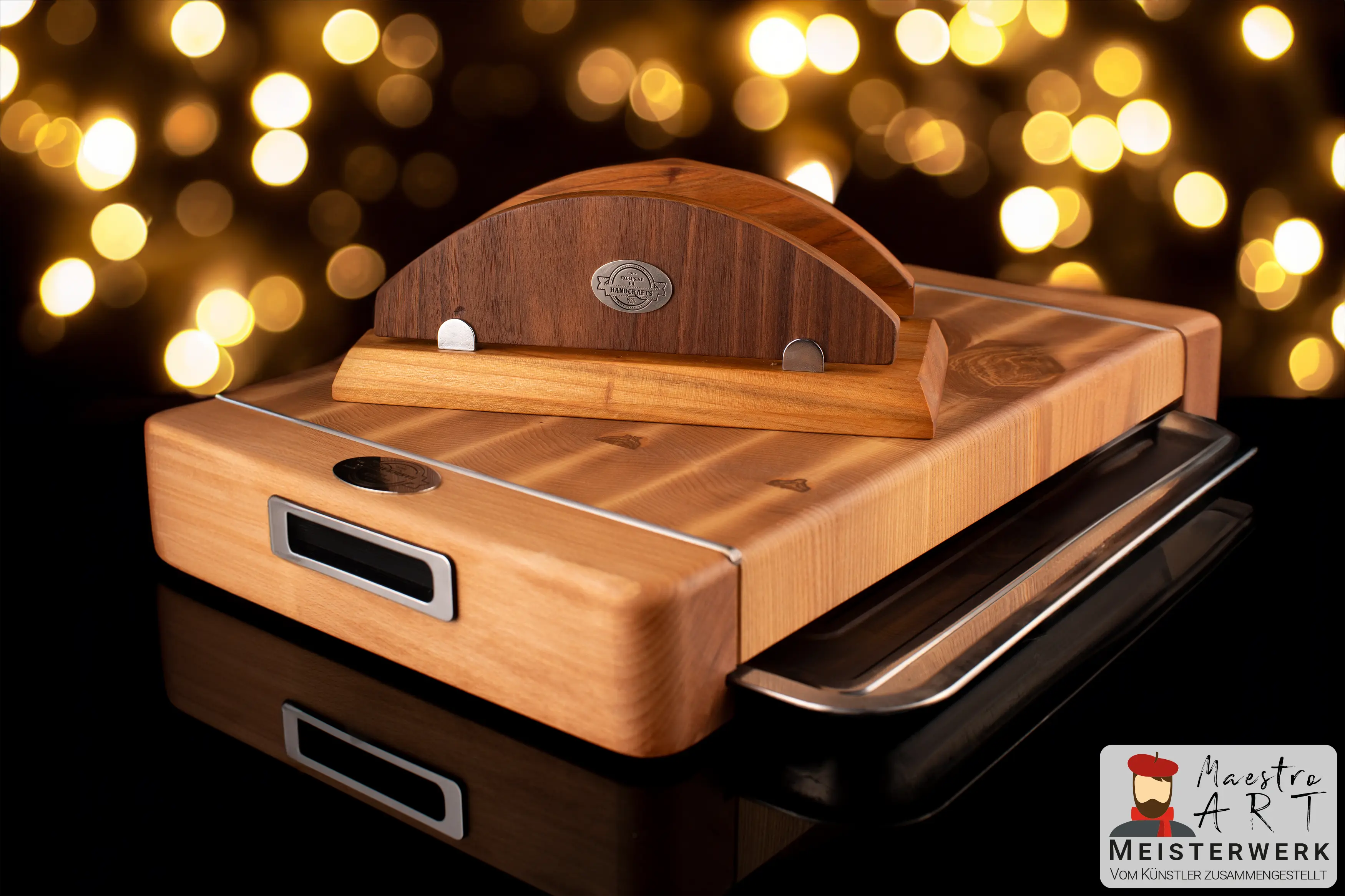 Premium Stirnholz Schneidebrett mit Tablett "Venezia Maestro"