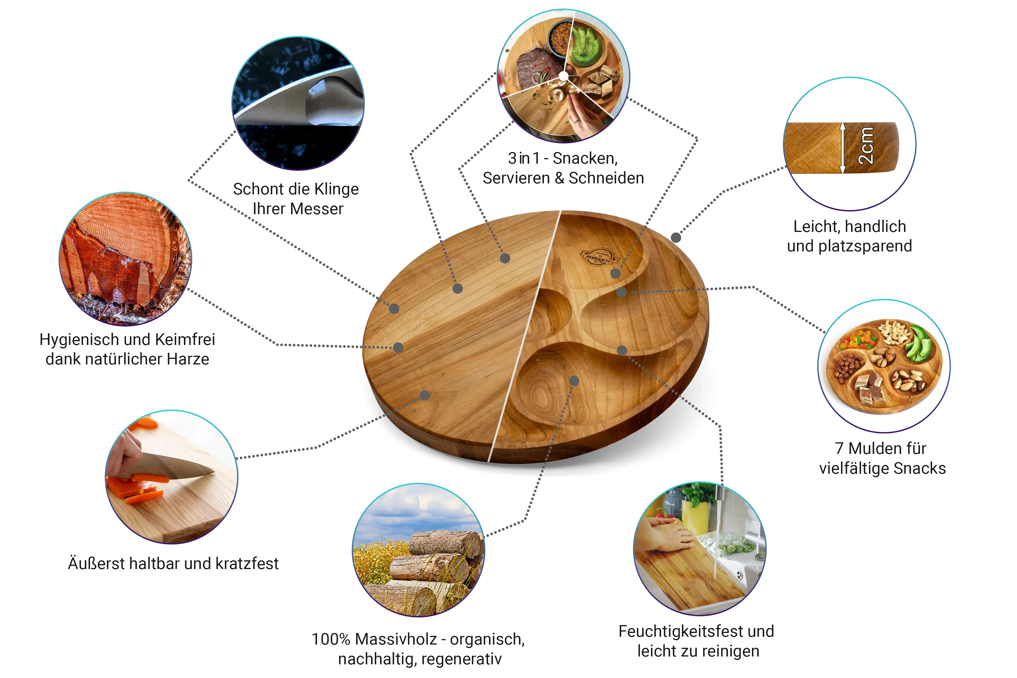 Snackteller, Servierbrett, Schneidebrett "Manji"